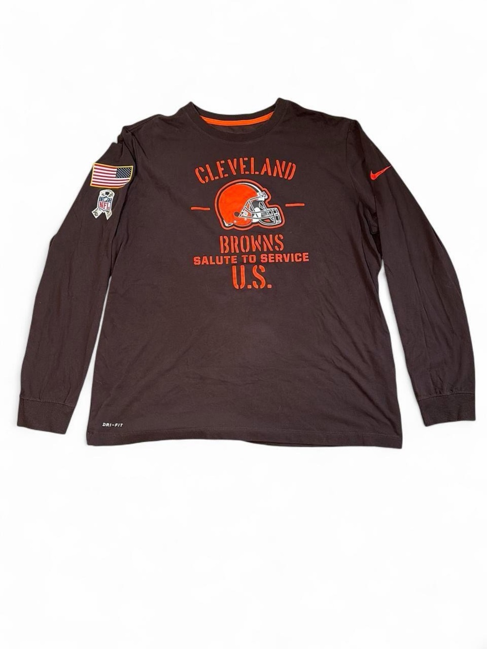 Nike Men’s Cleveland Browns Salute to Service Long Sleeve Tee - Brown & Orange